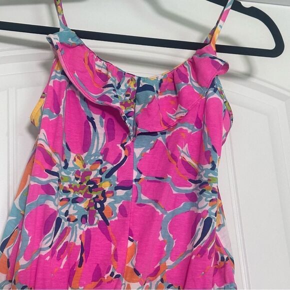Lilly Pulitzer Colorful Floral Mini Romper Kids Size XL 12-14 Tropical Beach - Picture 5 of 9